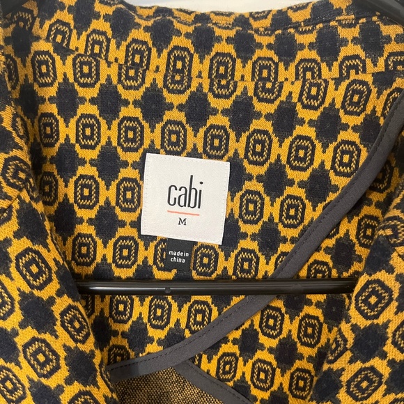CAbi Kensington Proper Standout Medallion Blazer Jacket 3372 Mustard & Blue Med. - Picture 2 of 13